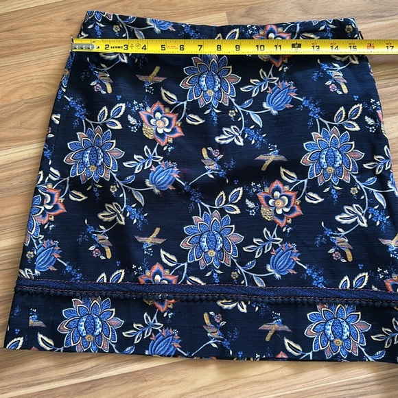 Loft Skirt Womens Size 4 Navy Blue Floral Print Tapestry A-Line Stretch Lined - Picture 7 of 9